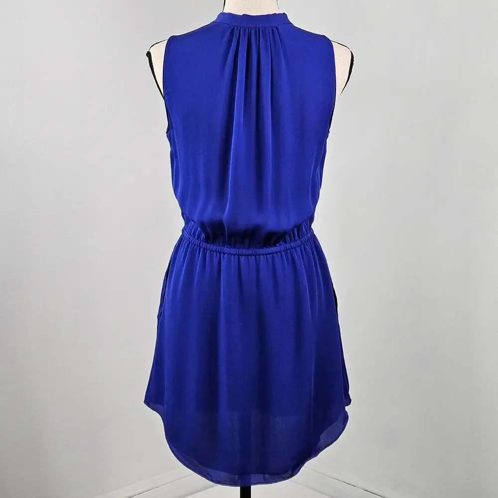 Aritzia Babaton Blue Silk Mini Dress Sleeveless With‎ Pockets | Women's Small